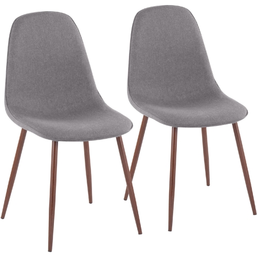 Pebble Dining Chair in Charcoal Gray Fabric & Walnut FInish Metal (Set of 2)